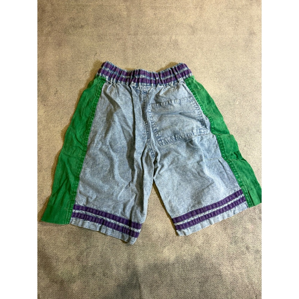 Max Active Worldwide Vintage Kids Shorts Blue Green Purple Ramie Cotton Size 8 - Picture 2 of 7